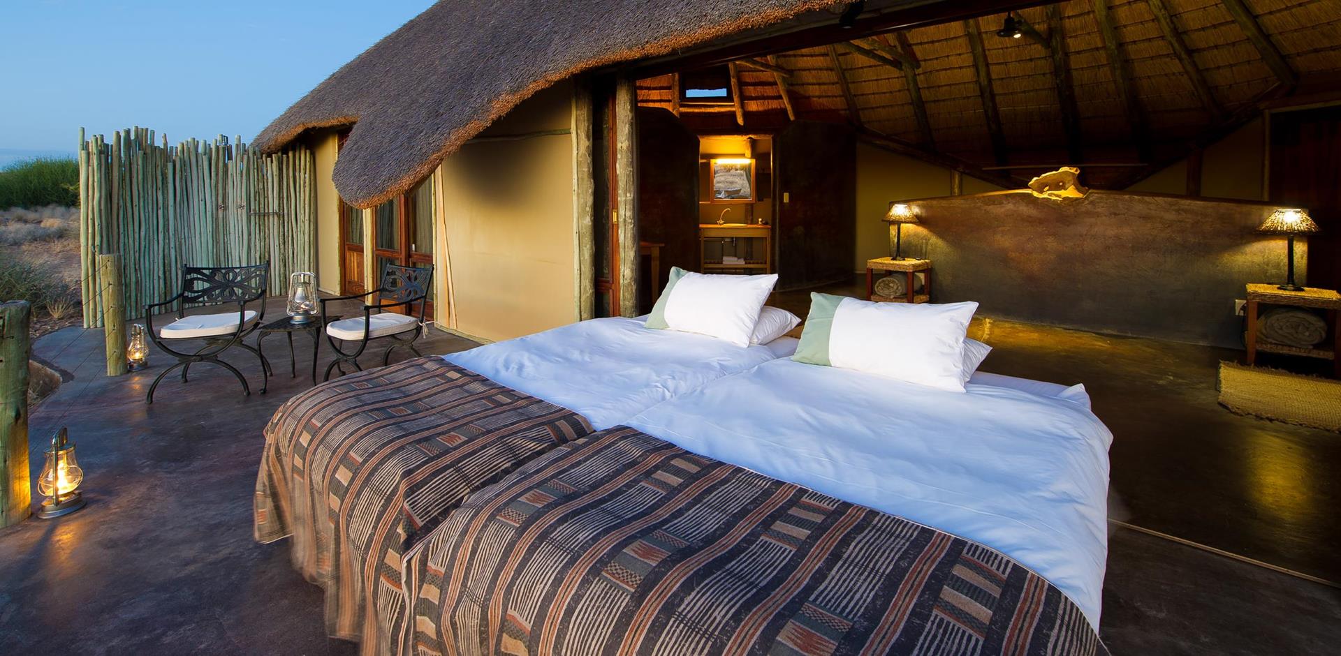 Outdoor bedroom, Doro Nawas Camp, Namibia, A&K