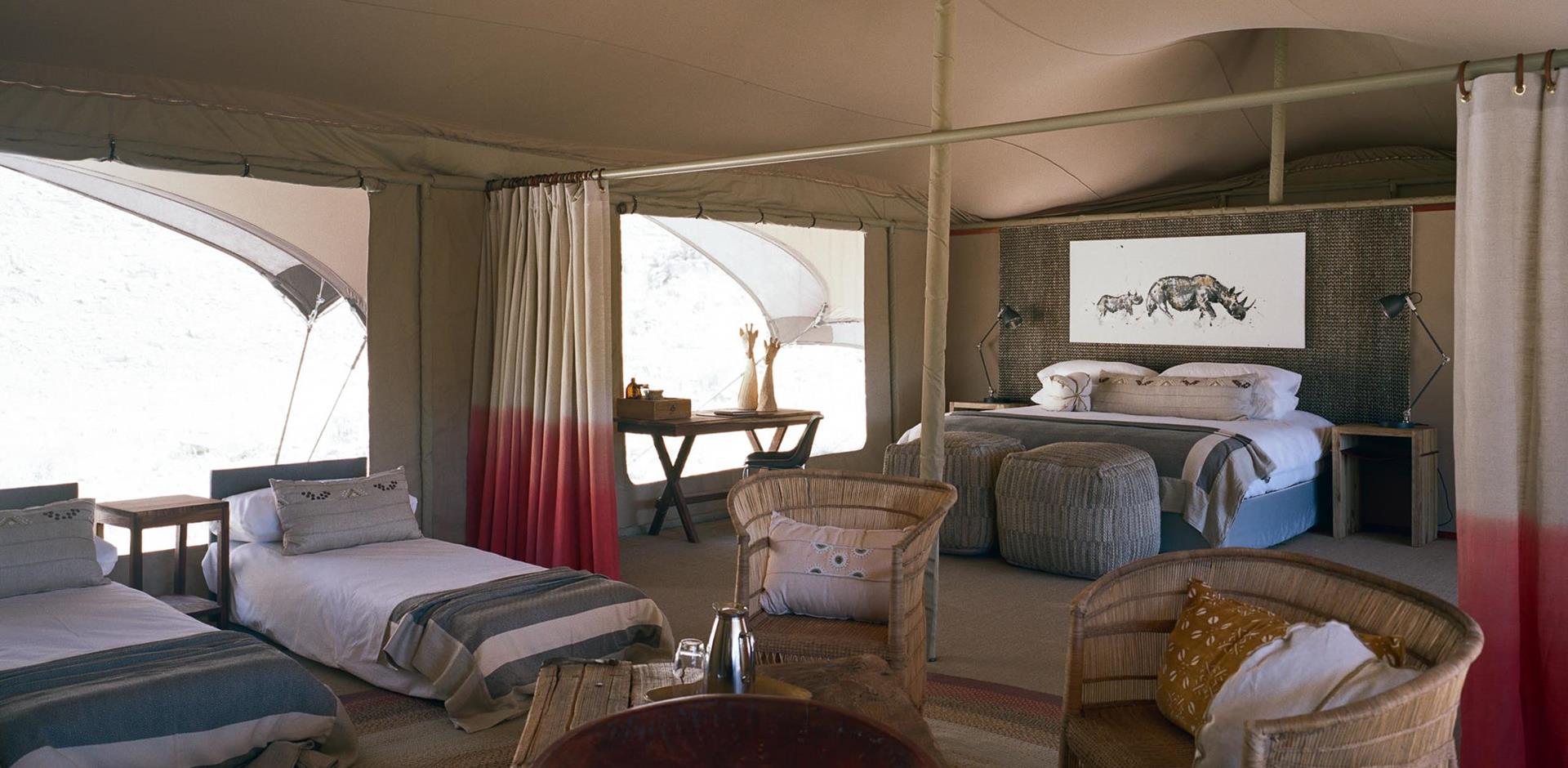 Family bedroom, Hoanib Valley Camp, Namibia, A&K