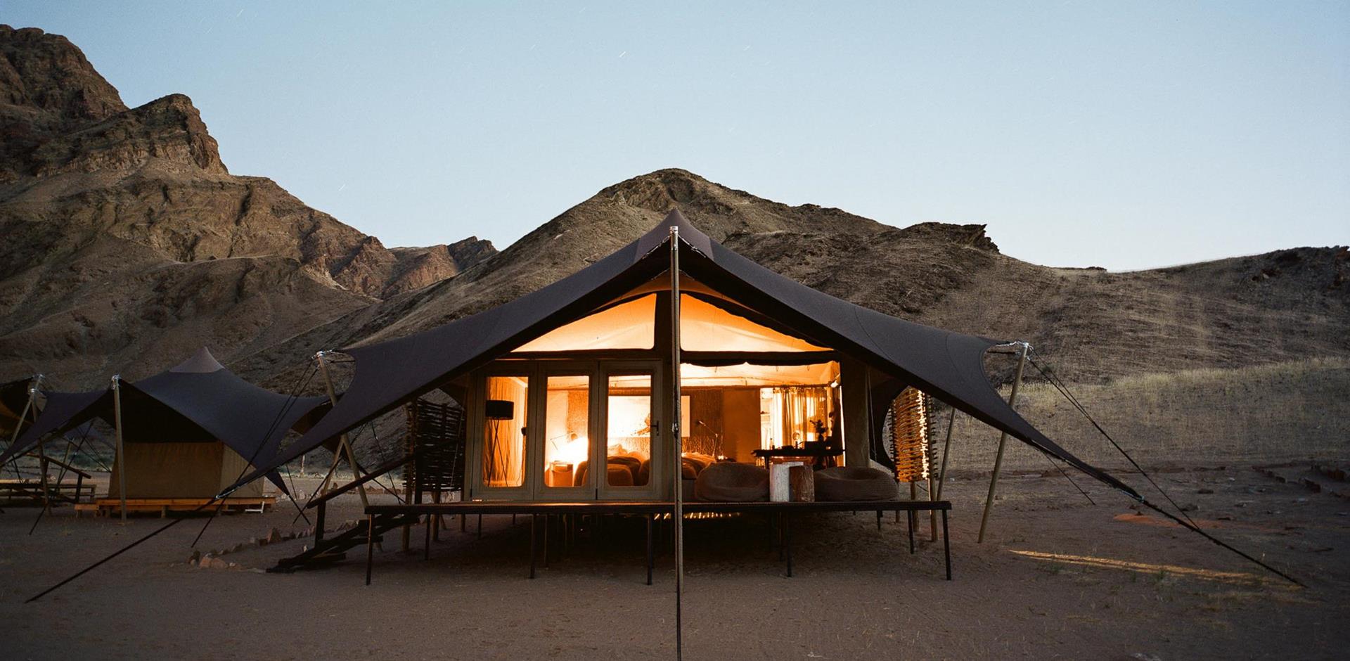 Tent exterior, Hoanib Valley Camp, Namibia, A&K