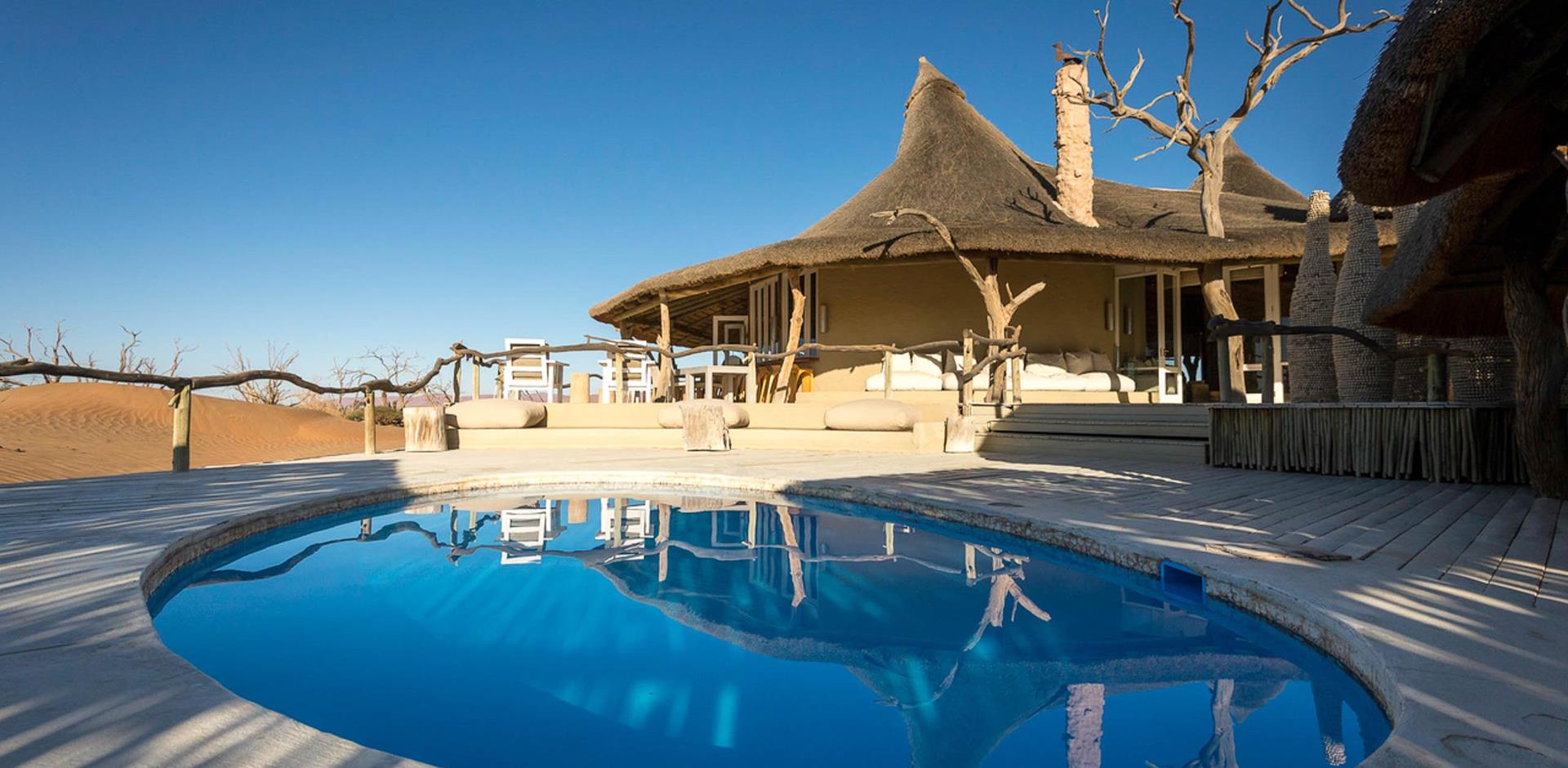 Poolside lounge, Little Kulala, Namibia, A&K