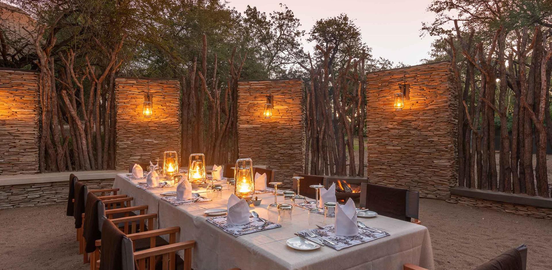 Outdoor dining, Dulini River, South Africa, A&K