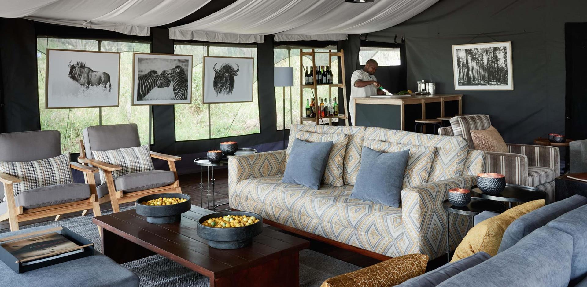 Lounge, Sanctuary Ngorongoro Crater Camp, Tanzania, A&K
