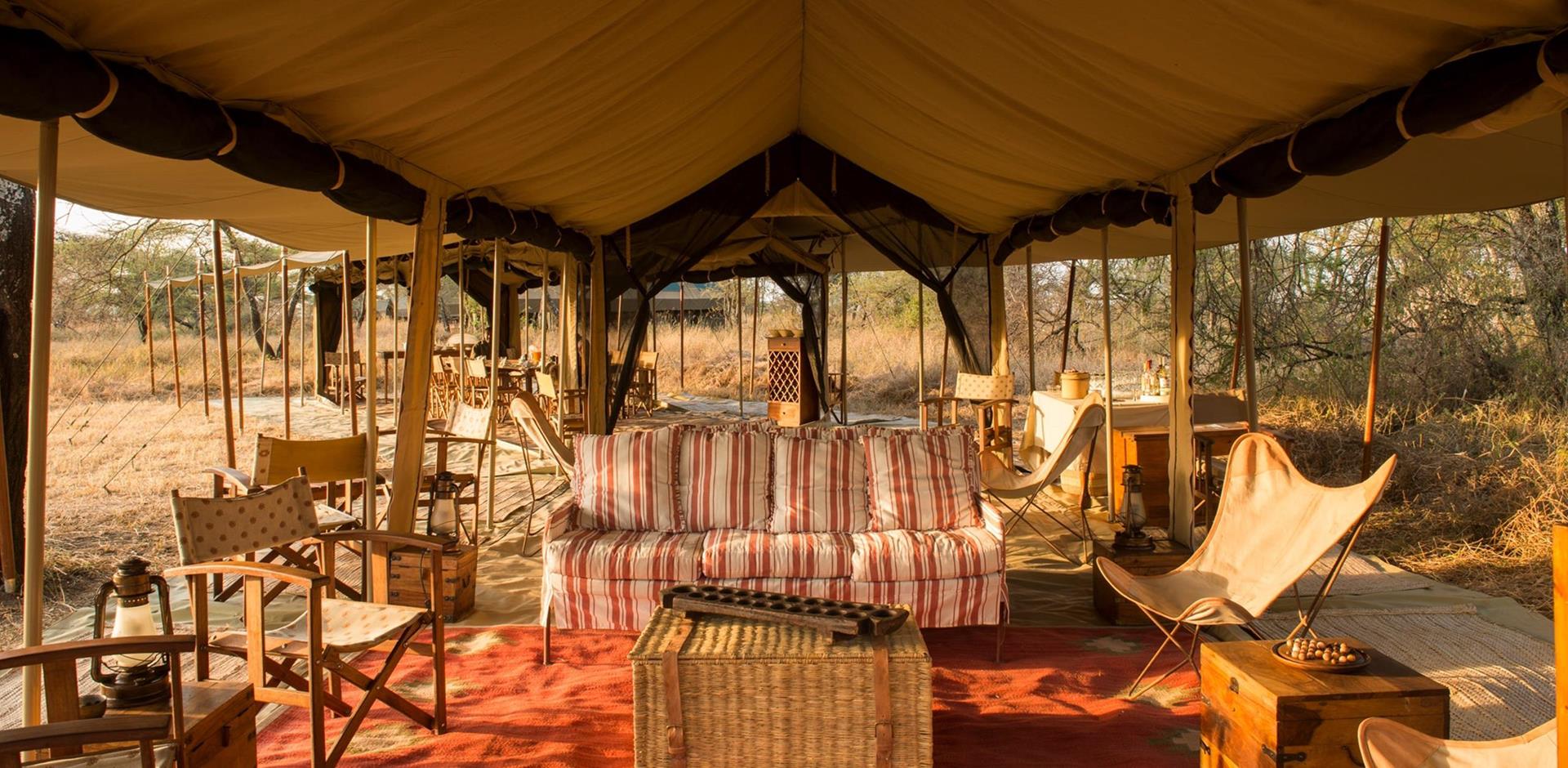 Tented lounge, Serengeti Safari Camp, Tanzania, A&K