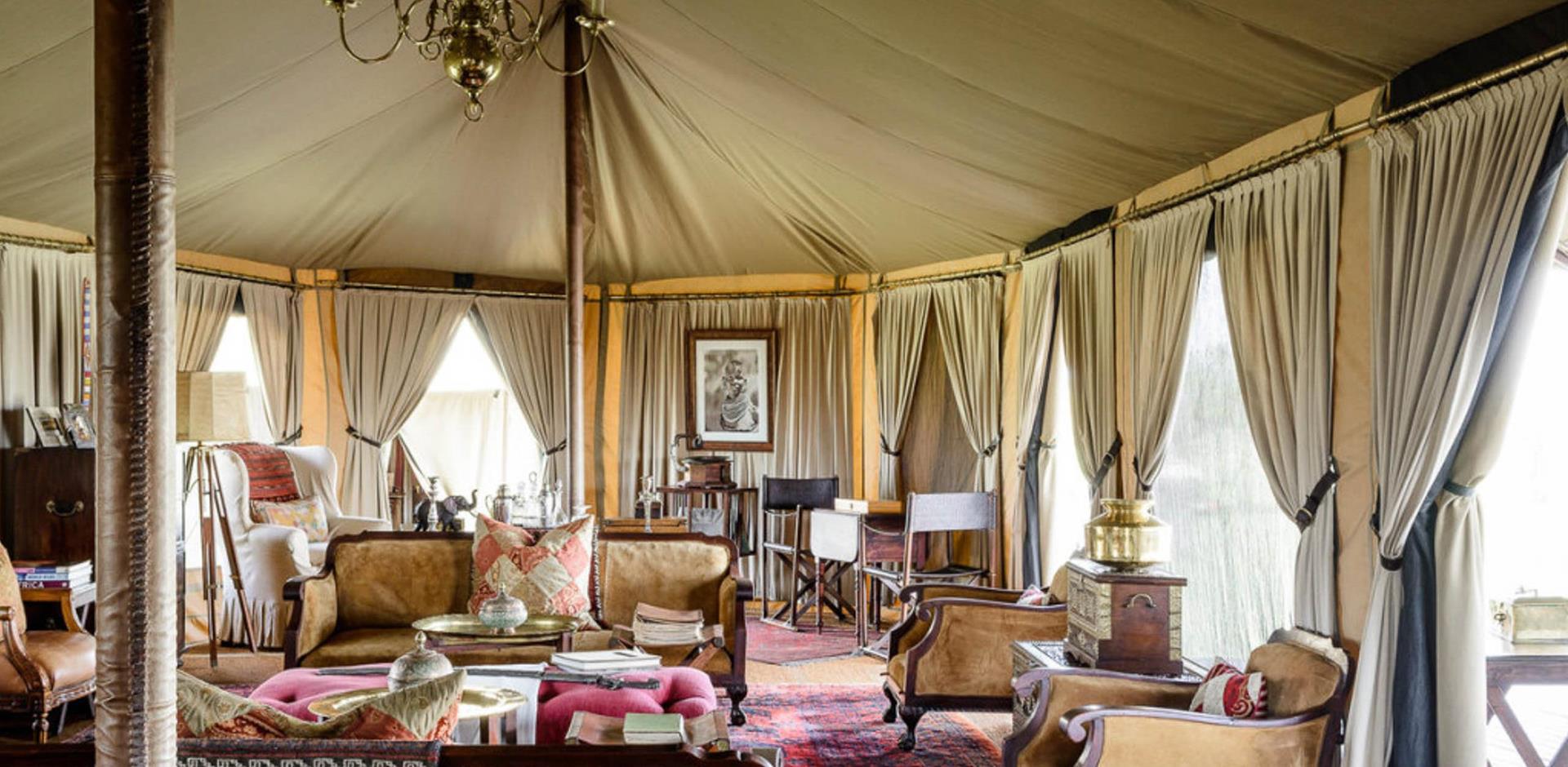 Lounge, Singita Sabora Tented Camp, Tanzania, A&K