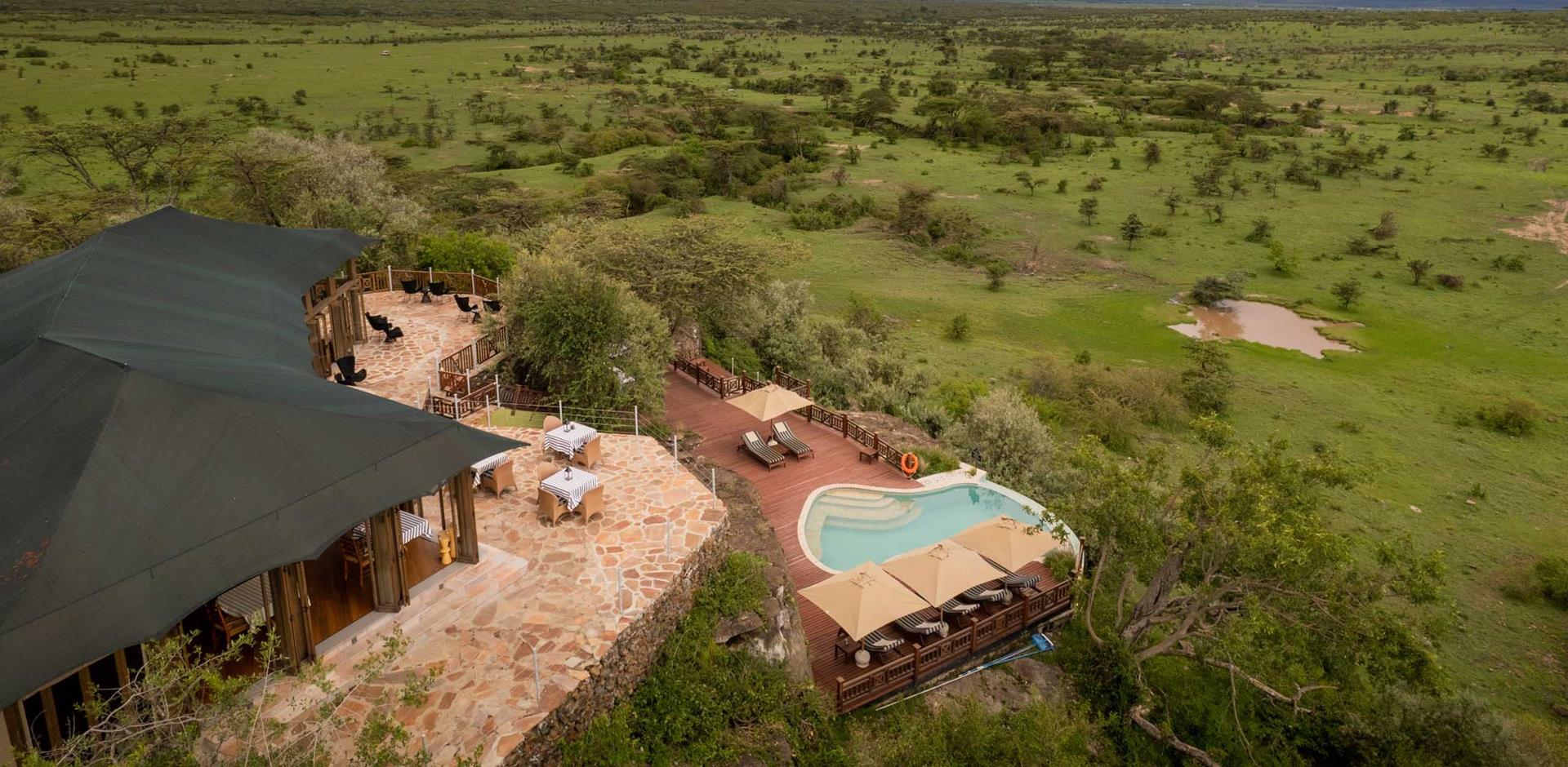 Aerial view, Hemingways Ol Seki Mara, Kenya