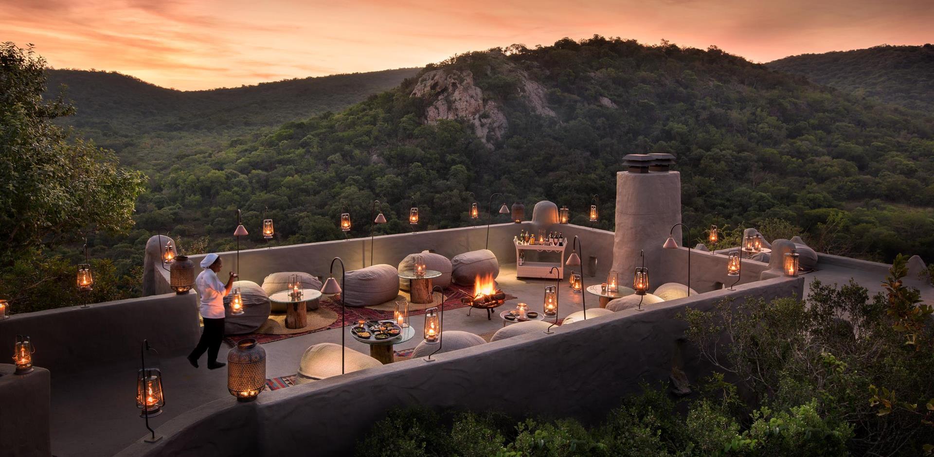 Rooftop lounge, andBeyond Phinda Rock Lodge, South Africa, A&K