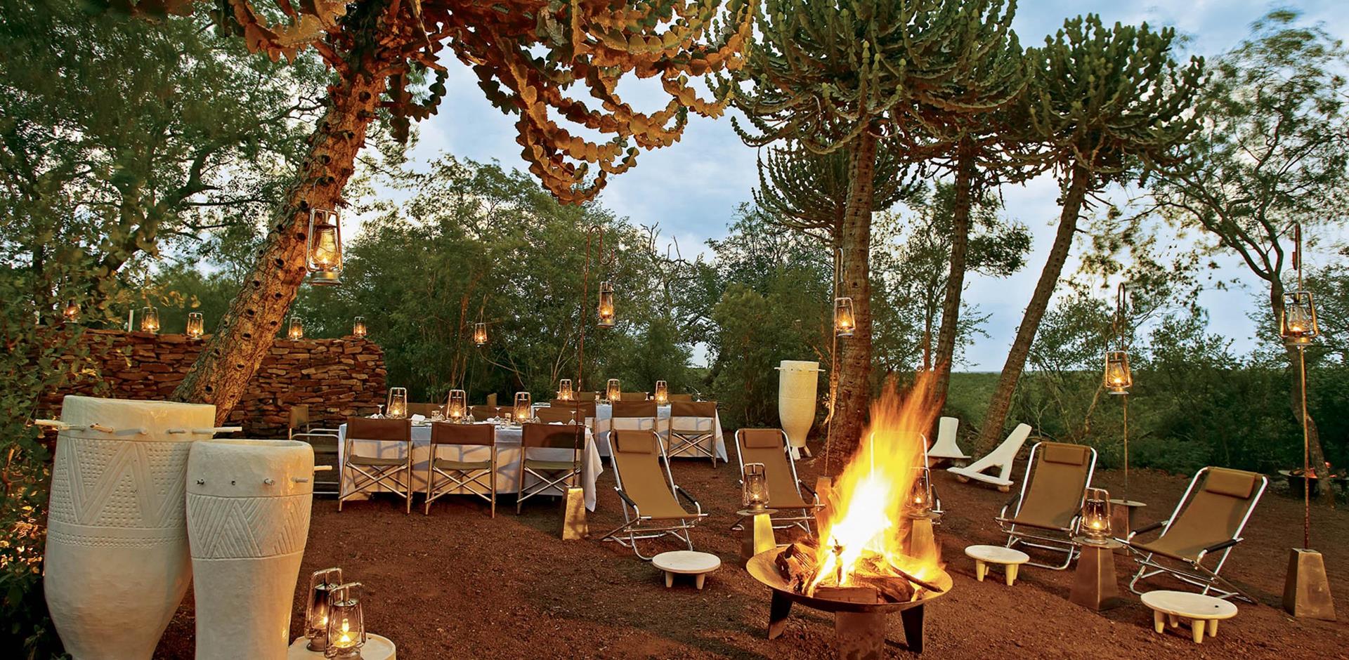 Outdoor dining, Singita Lebombo, South Africa, A&K
