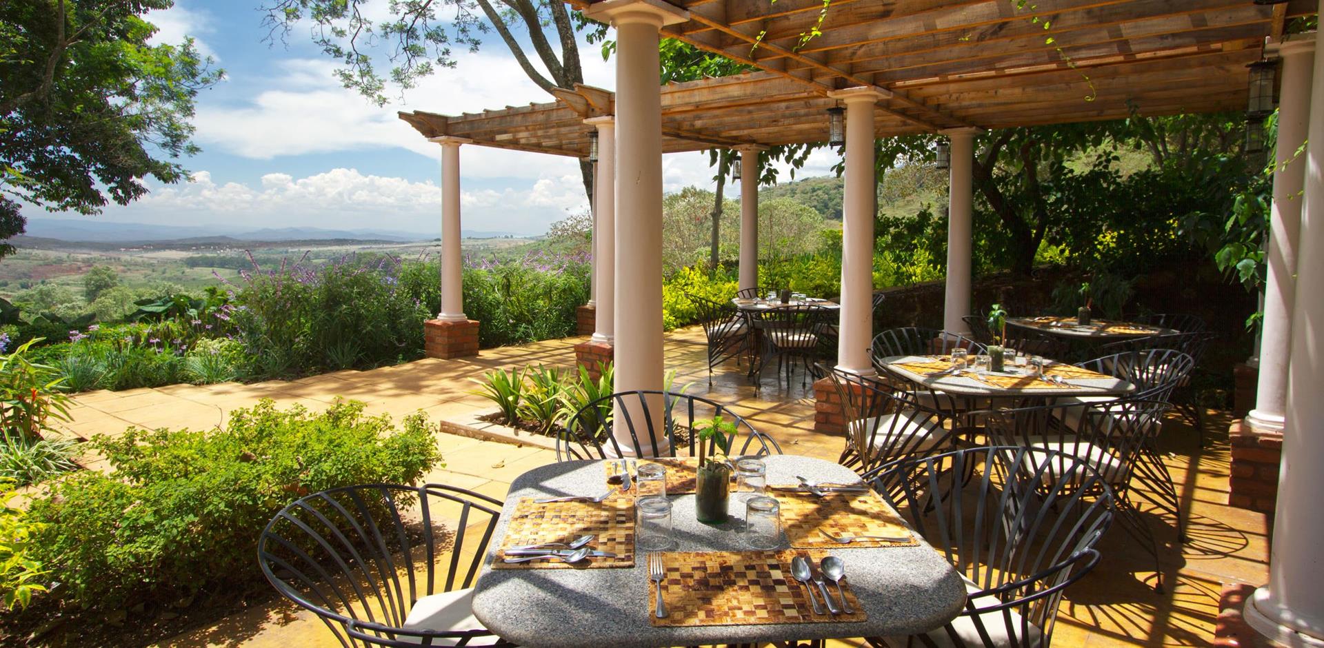 Outdoor seating, Gibb's Farm, Tanzania, A&K