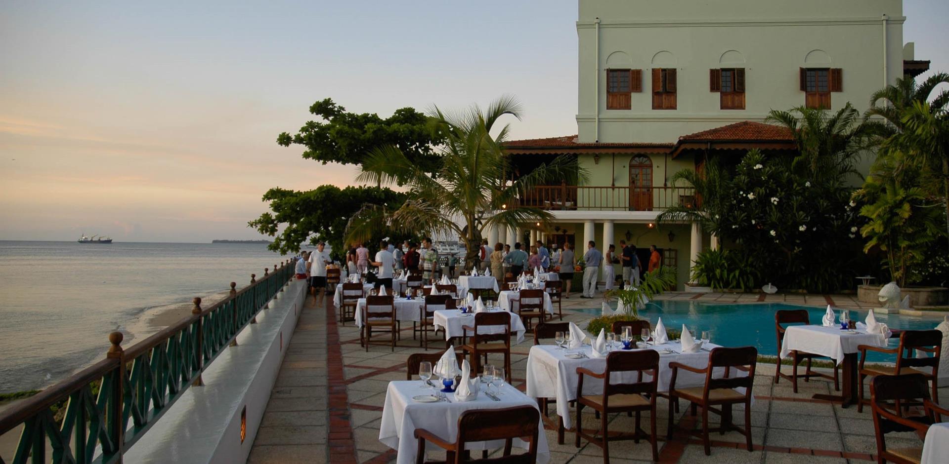Poolside dining, Zanzibar Serena Hotel, Tanzania, A&K
