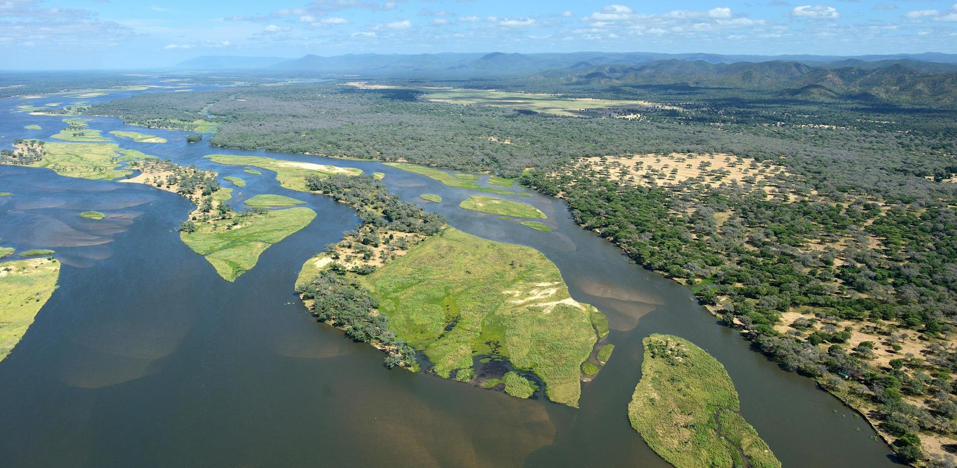 Aerial view, Old Mondoro, Zambia, A&K