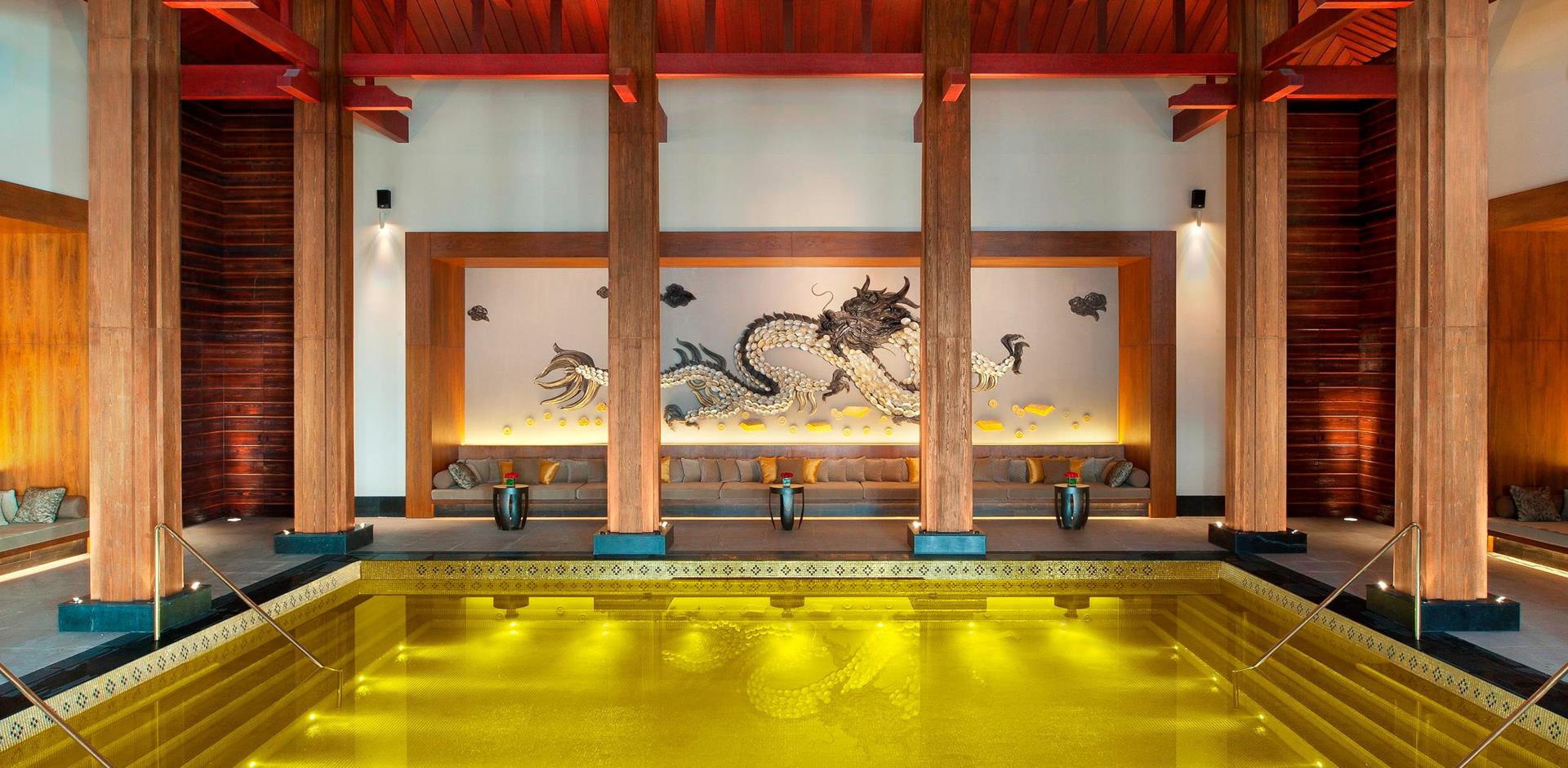 Gold swimming pool, St Regis Lhasa, China
