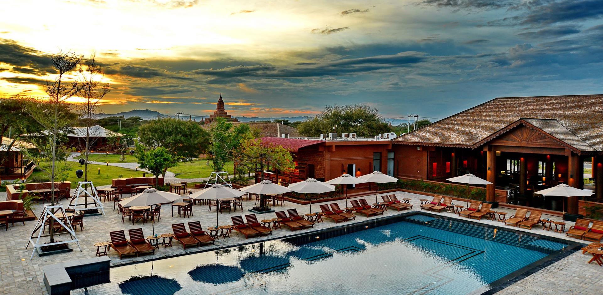 Pool and exterior, Bagan Lodge, Myanmar