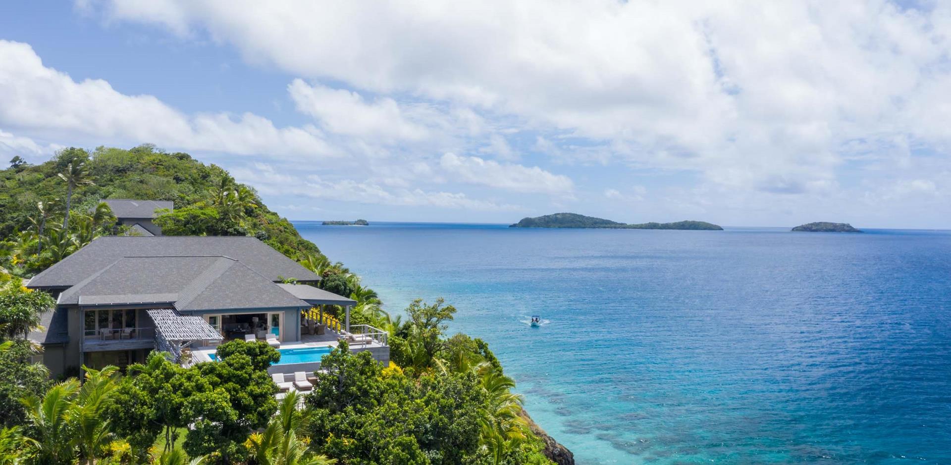 Exterior and ocean view, Kokomo Island Resort, Fiji