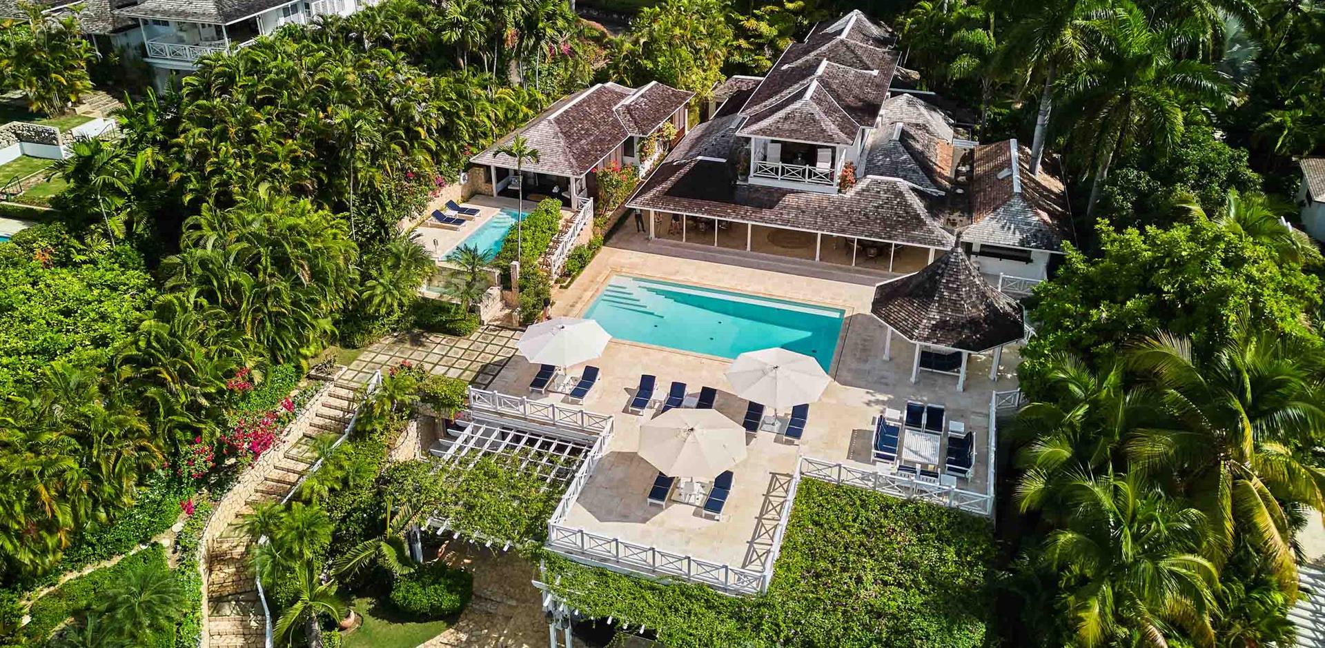 Aerial view, Round Hill Hotel & Villas, Jamaica, Caribbean