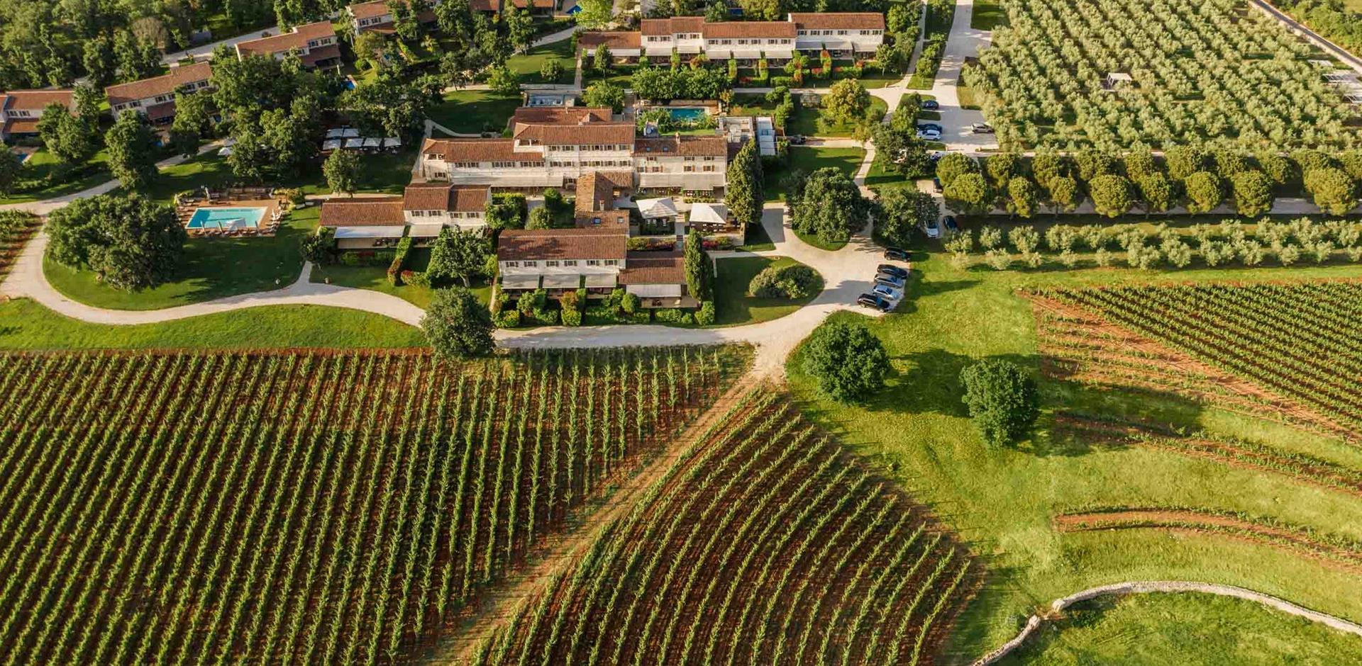 Aerial view, Meneghetti Wine Hotel & Winery, Croatia