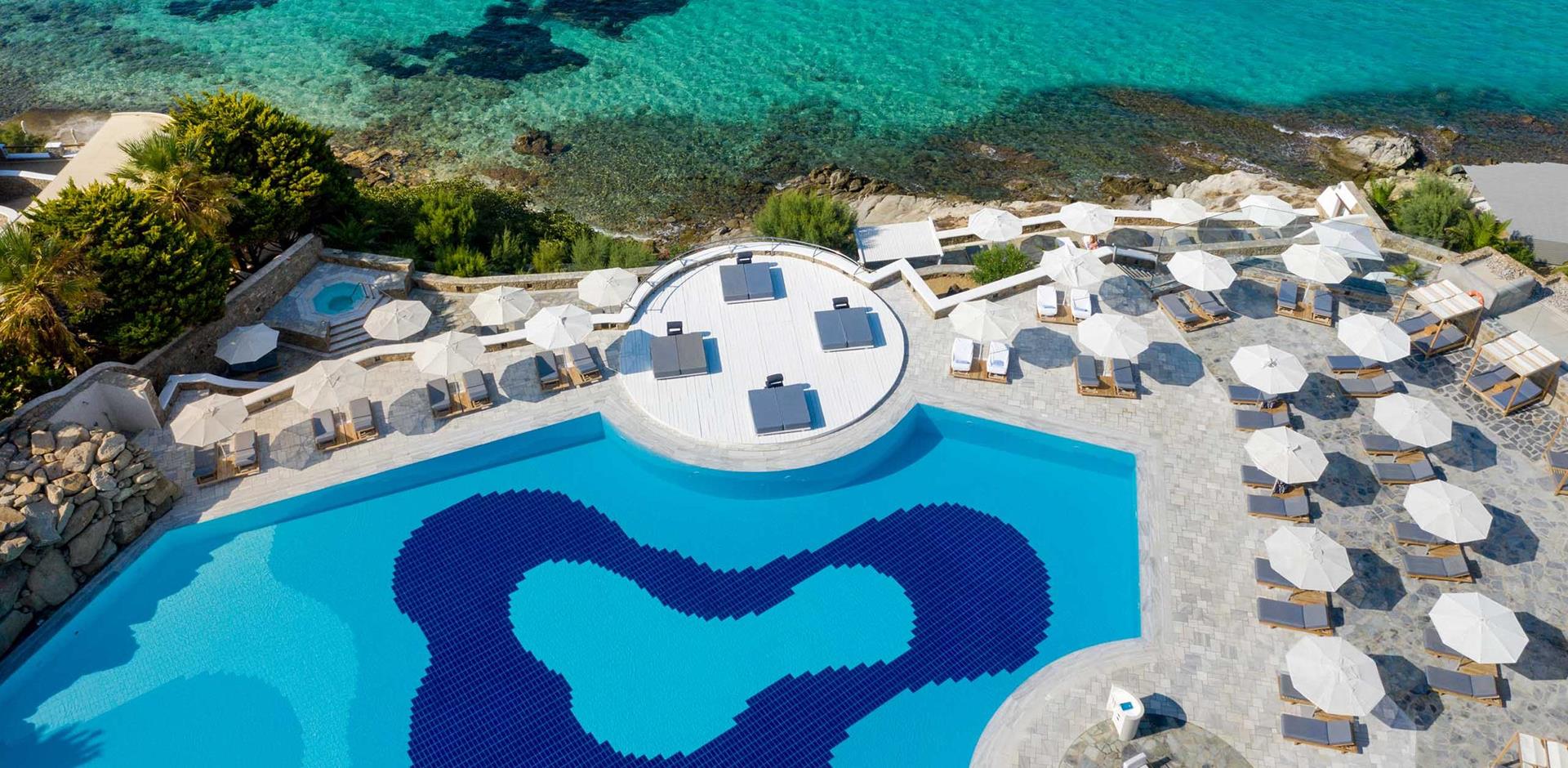 Pool Area by Drone, Mykonos Grand Hotel & Resort
