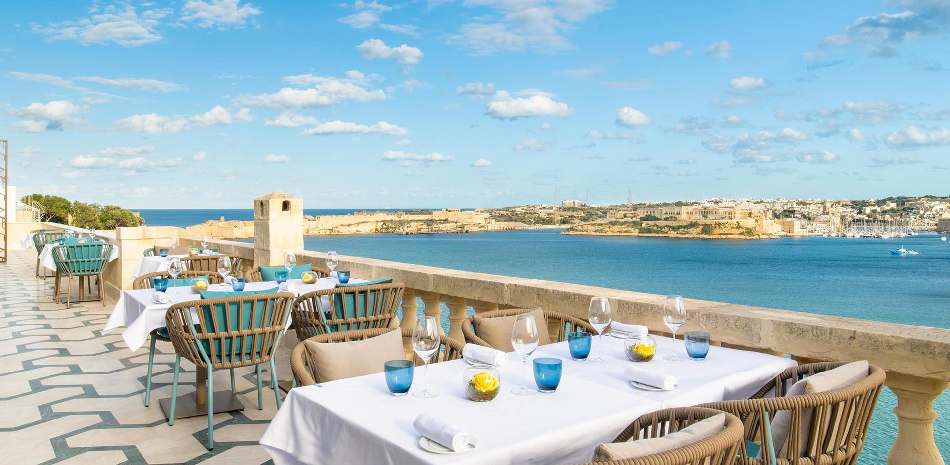 Ion outdoor terrace, Iniala Harbour House, Malta