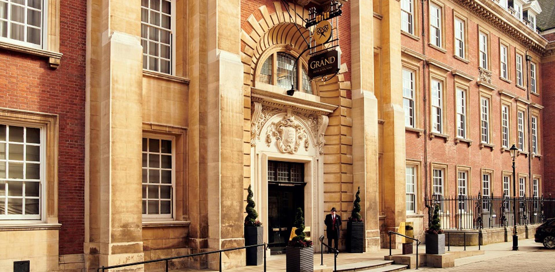 Grand Hotel Spa York_Front facing shot of The Grand with concierge