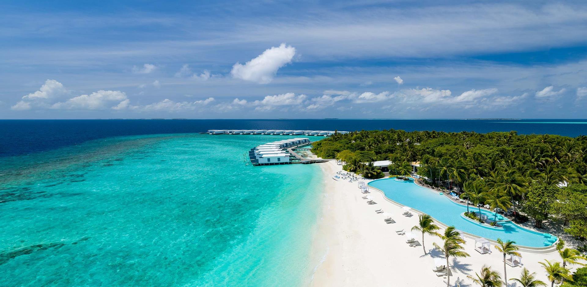 Drone aerial, Amilla Maldives Resort and Residences