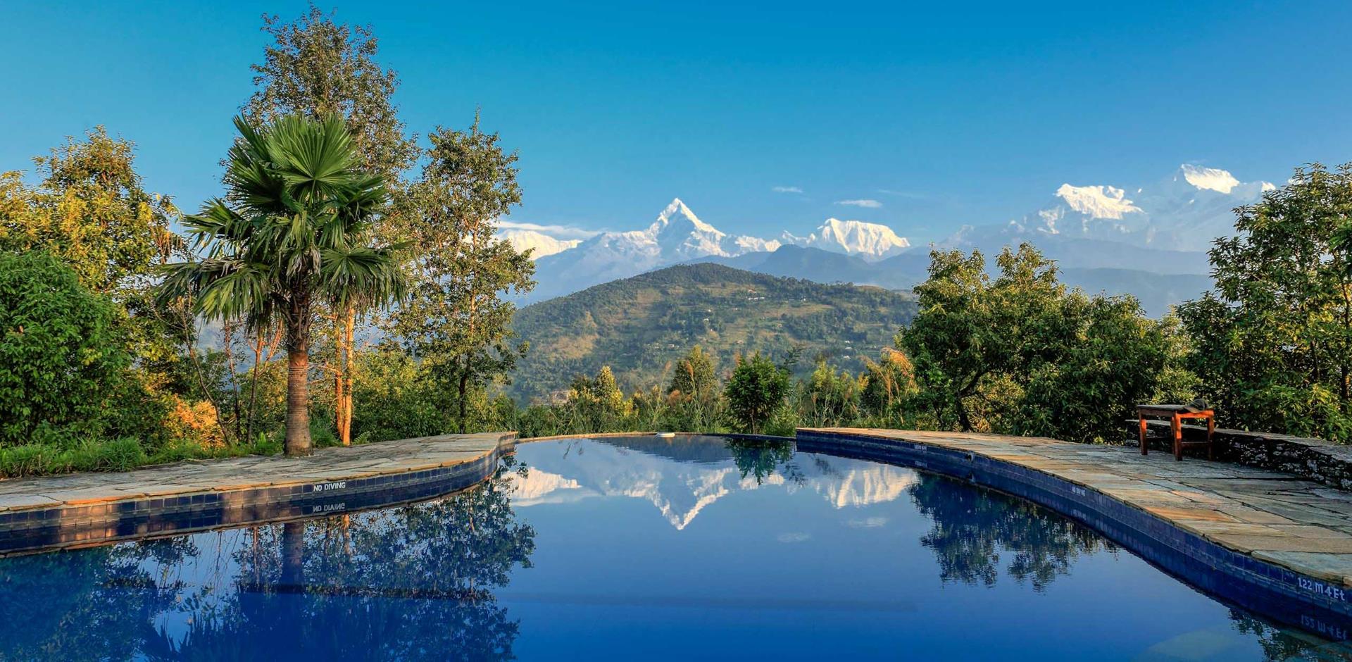 Infinity pool, Tiger Mountain Pokhara Lodge, Nepal