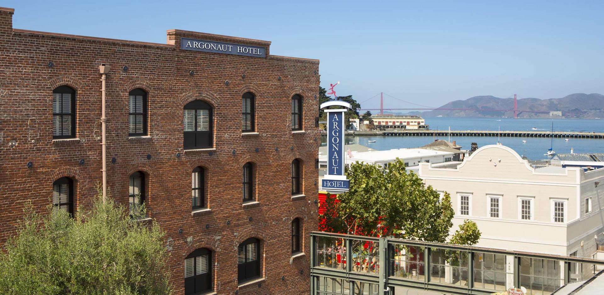 Argonaut Hotel and view of bay area, San Francisco, USA