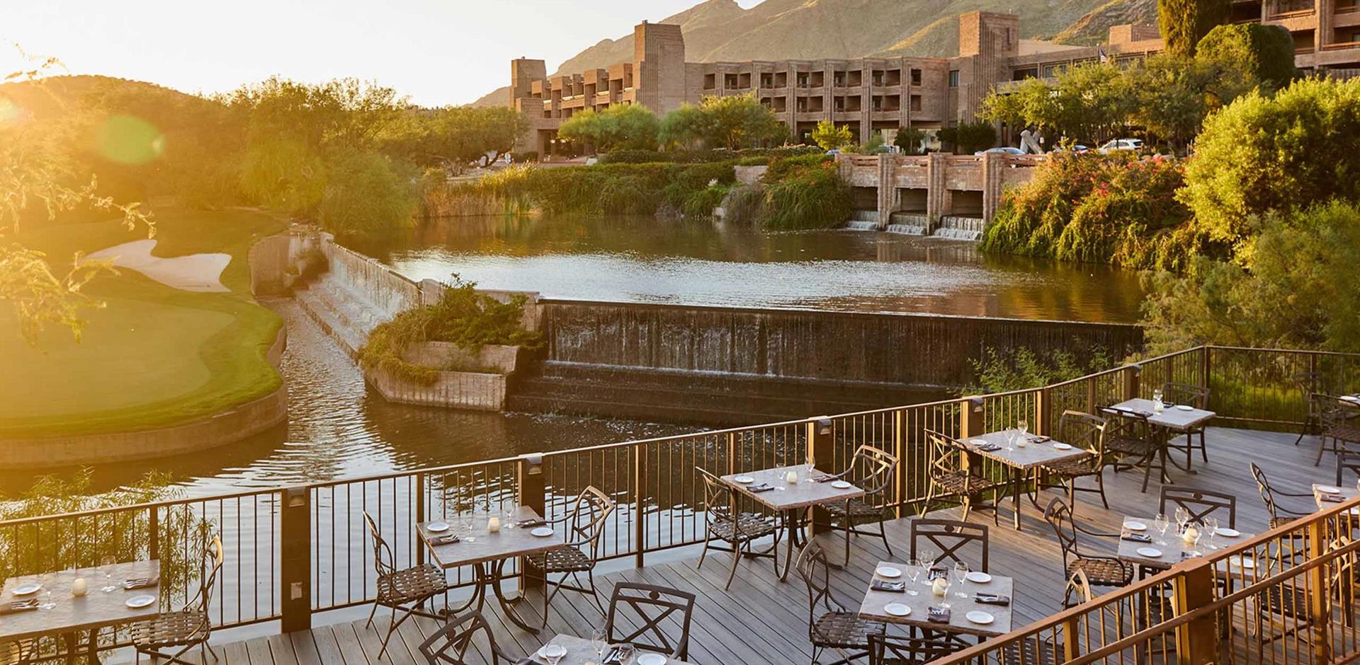 Outdoor dining area, Loews Ventana Canyon Resort, Arizona, USA