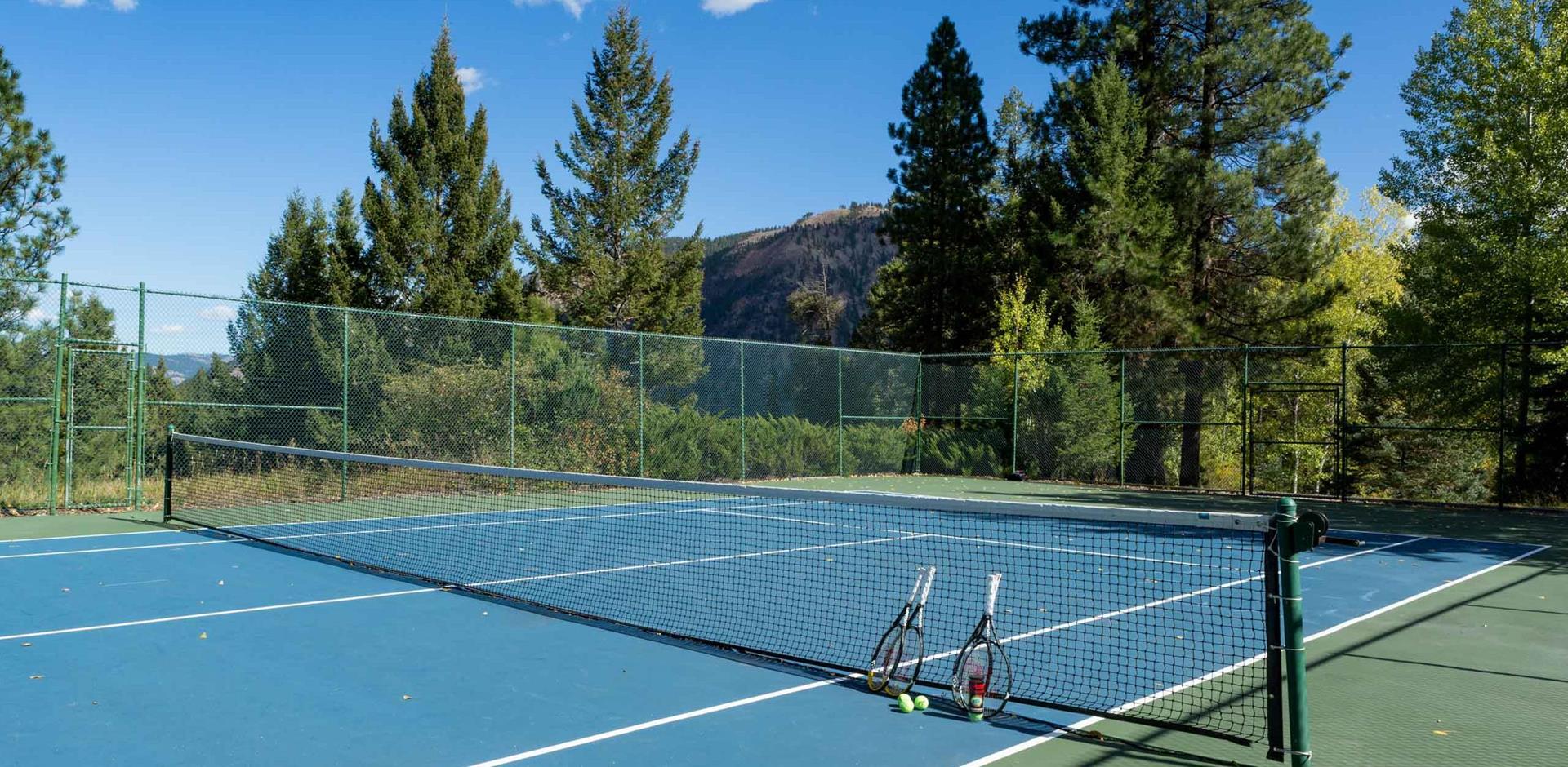 Tennis court, Triple Creek Ranch, Montana, USA