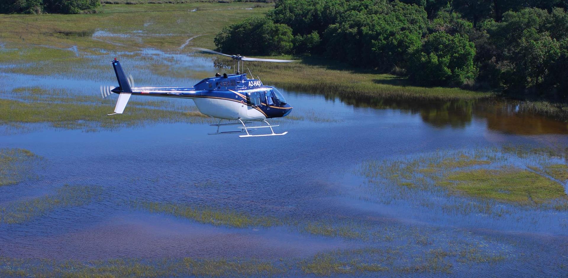 Helicopter flight over Okavango Delta