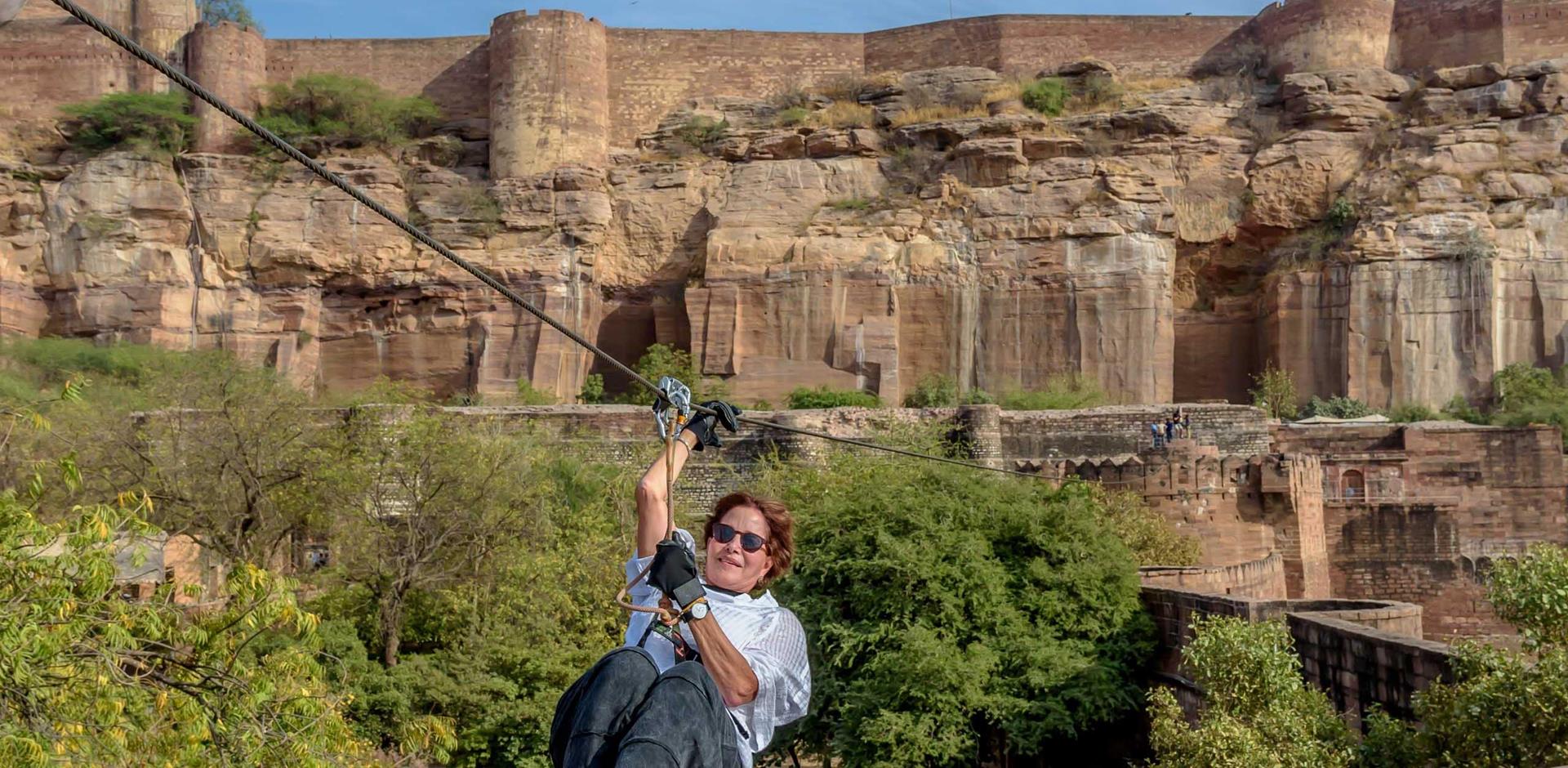 Ziplining on the Mehrangarh Fort