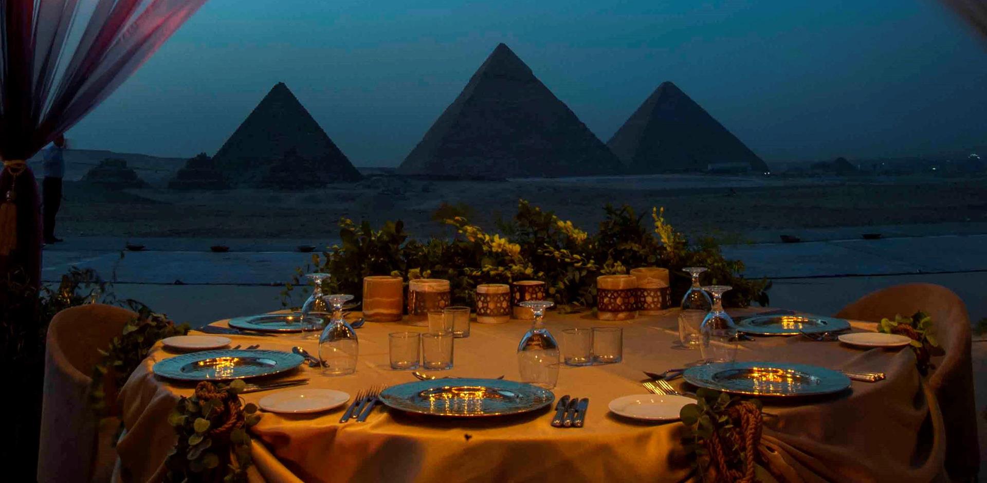Evening, Private dinner at the Pyramids, Egypt