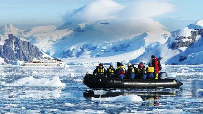 Highlight 2, Zodiac boats in Antarctica, Antarctica, A&K