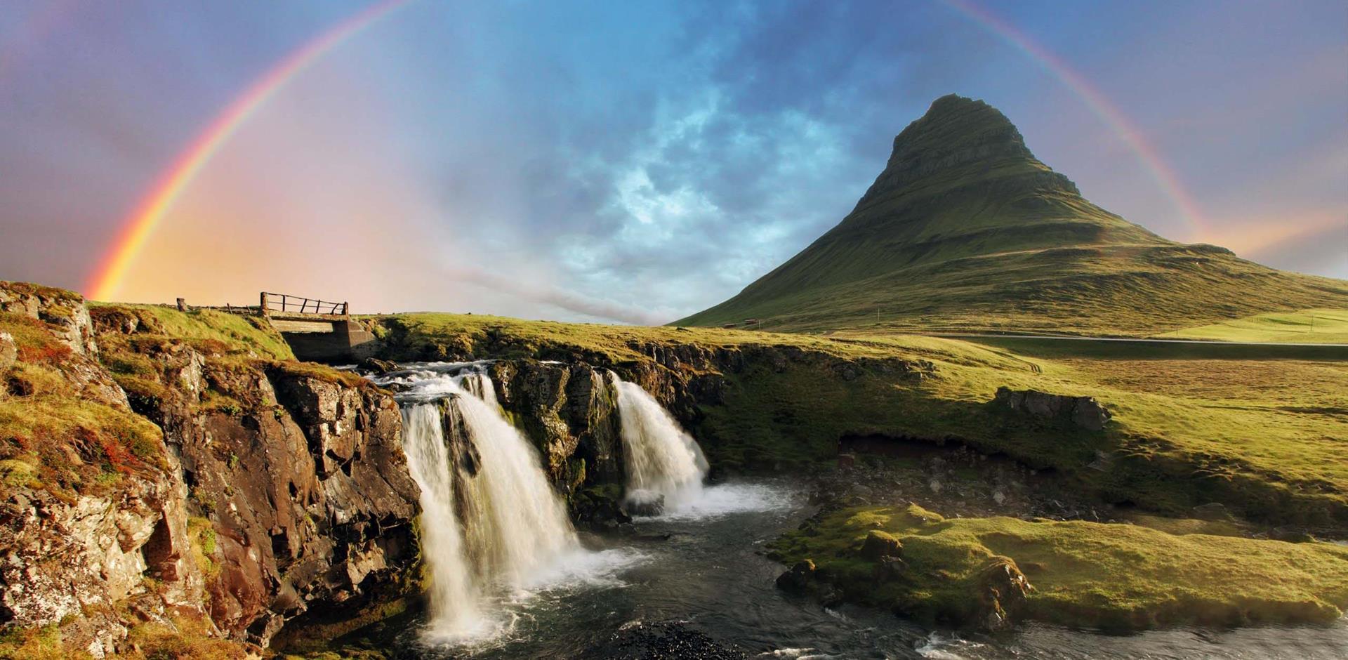 Waterfall near Kirkjufell Mountain, Snæfellsjökull National Park, Iceland, Europe