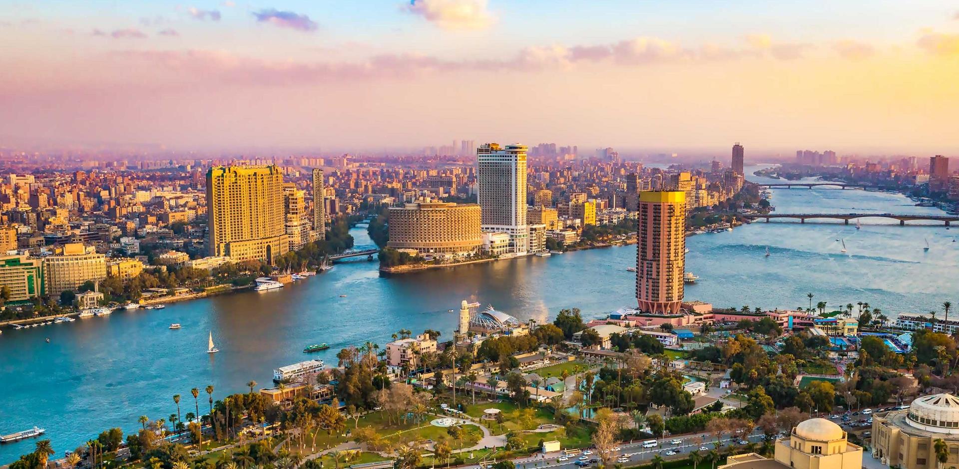 View of Nile and downtown Cairo, Egypt