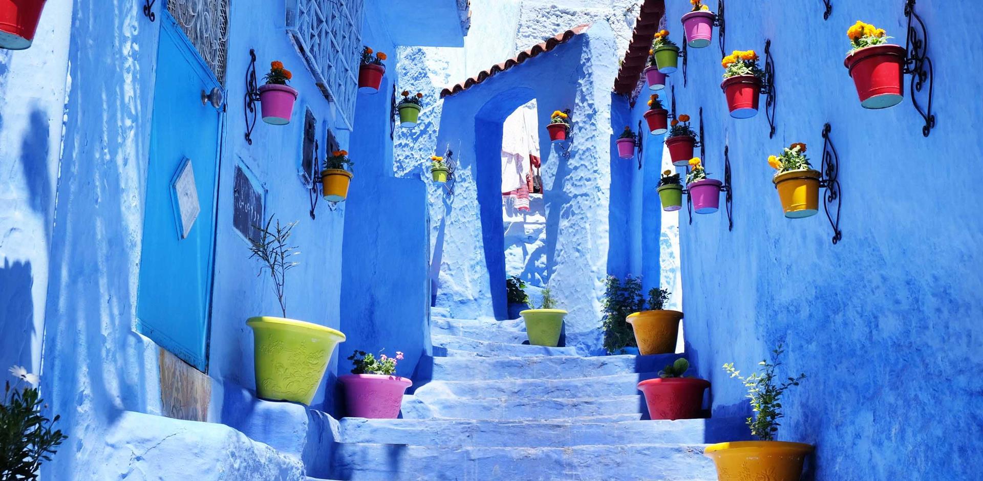 Traditional moroccan architectural details in Chefchaouen, Morocco